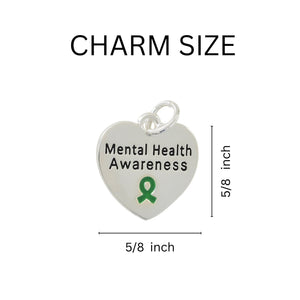 Bulk Green Ribbon Mental Health Charm Bracelets - The Awareness Company