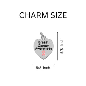Bulk Heart Shaped Breast Cancer Awareness Charms - The Awareness Company