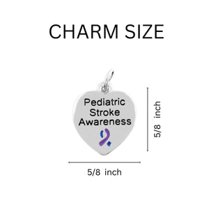 Bulk Pediatric Stroke Charm Blue & Purple Ribbon Partial Beaded Bracelets - The Awareness Company