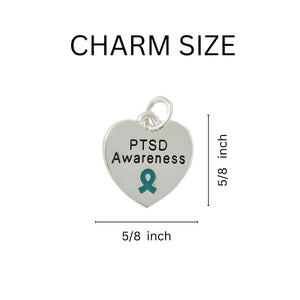 PTSD Awareness Heart Charm Partial Beaded Bracelets - The Awareness Company