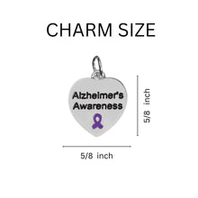 Load image into Gallery viewer, Alzheimer&#39;s Awareness Heart Charms in Bulk, Purple Ribbon Jewelry - The Awareness Company