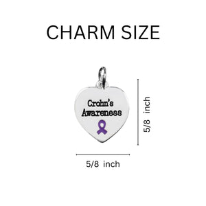 Bulk Purple Ribbon Crohn's Disease Awareness Heart Stretch Bracelets - The Awareness Company