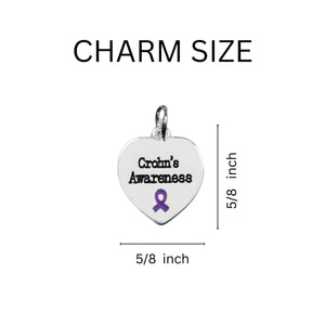 Purple Ribbon Crohn's Disease Awareness Heart Charms Bulk - The Awareness Company
