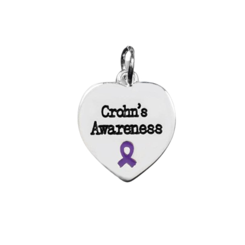 Purple Ribbon Crohn's Disease Awareness Heart Charms Bulk - The Awareness Company