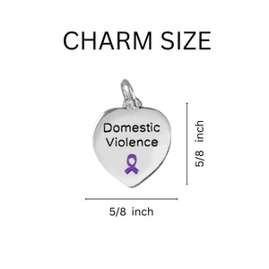 Purple Ribbon Domestic Violence Awareness Heart Charms Bulk - The Awareness Company