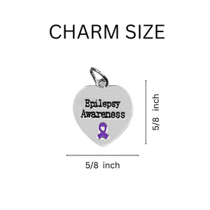 Epilepsy Awareness Purple Ribbon Heart Hanging Charms - The Awareness Company