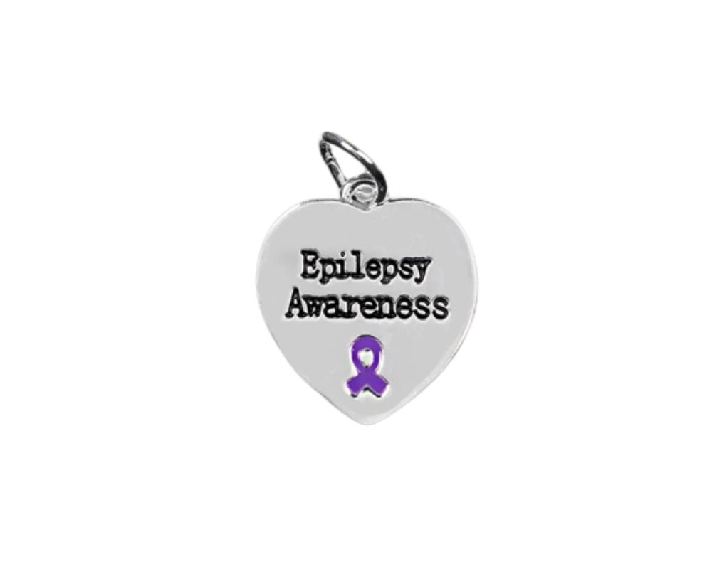 Epilepsy Awareness Heart Charms Wholesale, Purple Ribbon Jewelry - The Awareness Company