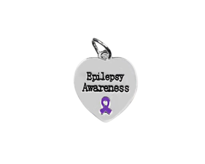 Epilepsy Awareness Heart Charms Wholesale, Purple Ribbon Jewelry - The Awareness Company