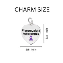 Load image into Gallery viewer, Fibromyalgia Awareness Heart Charms Bulk, Purple Ribbon Charms - The Awareness Company