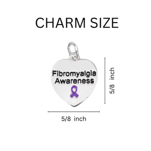 Fibromyalgia Awareness Heart Charms Bulk, Purple Ribbon Charms - The Awareness Company