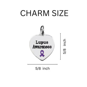 Lupus Awareness Heart Charms Wholesale, Purple Ribbon Jewelry - The Awareness Company