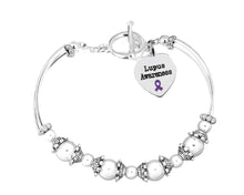 Load image into Gallery viewer, Bulk Lupus Purple Ribbon Partial Beaded Bracelets - The Awareness Company