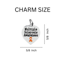 Load image into Gallery viewer, Orange Ribbon Multiple Sclerosis Awareness Heart Charms Bulk - The Awareness Company