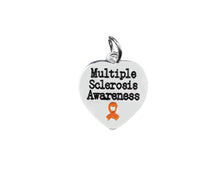 Load image into Gallery viewer, Orange Ribbon Multiple Sclerosis Awareness Heart Charms Bulk - The Awareness Company