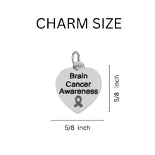 Load image into Gallery viewer, Bulk Heart Shaped Brain Cancer Necklaces, Gray Ribbon Brain Cancer Jewelry - The Awareness Company