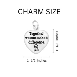 Big Heart Gray Ribbon Key Chains - The Awareness Company