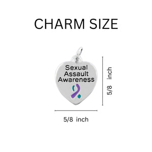 Bulk Teal & Purple Ribbon Keychain Sexual Assault Awareness Key Chains - The Awareness Company