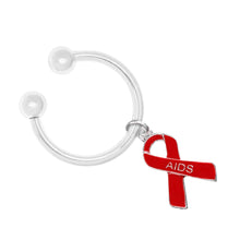Load image into Gallery viewer, AIDS Red Ribbon Keychains Wholesale, HIV/AIDS Awareness Jewelry