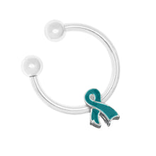 Load image into Gallery viewer, Bulk Ribbon Shaped Teal Key Chain - The Awareness Company