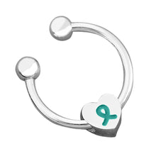 Load image into Gallery viewer, Bulk Heart Teal Ribbon Key Chain - The Awareness Company