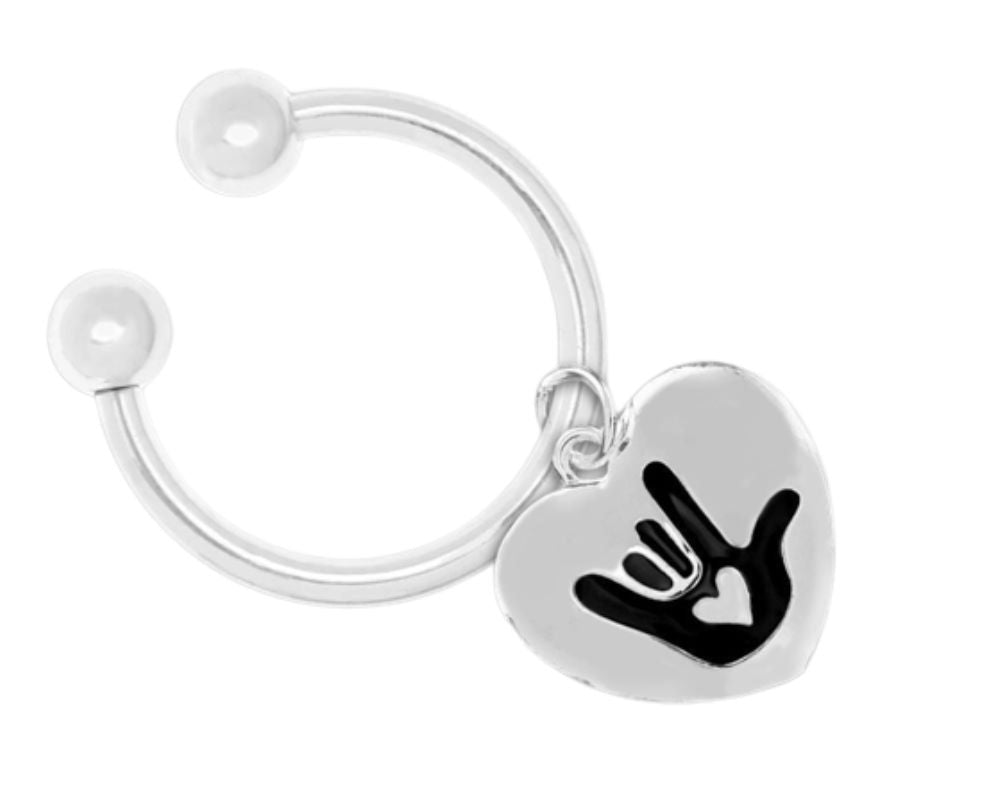 Deaf Symbol I Love You Heart Key Chains - The Awareness Company