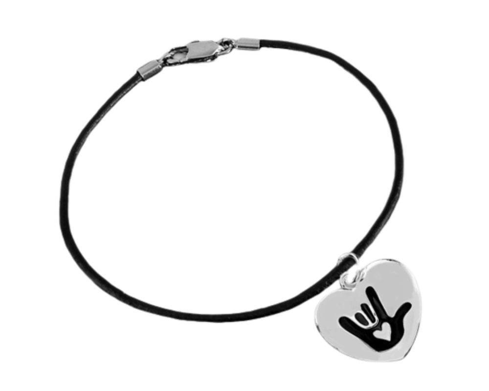 Deafness Awareness Symbol Heart Charm Bracelets - The Awareness Company