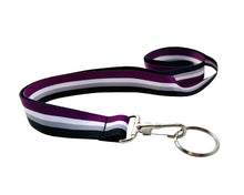 Load image into Gallery viewer, Bulk Asexual Flag Colored Lanyards, LGBTQ Pride Badge Holders - The Awareness Company
