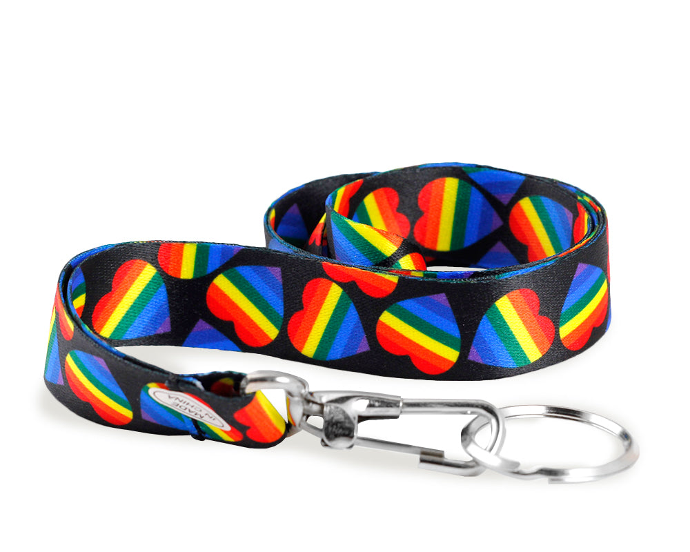 Rainbow Heart Lanyards Wholesale, Bulk LGBTQ Badge Holders - The Awareness Company