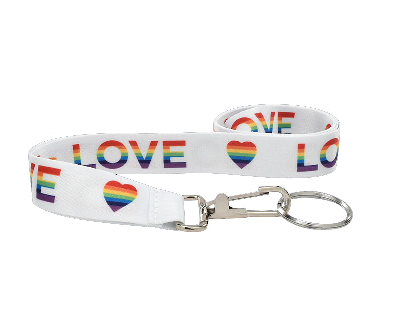 Love is Love LGBTQ Rainbow Heart Lanyards - The Awareness Company