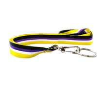 Load image into Gallery viewer, Bulk Non-Binary Flag Colored Lanyards, LGBTQ Pride Badge Holders - The Awareness Company