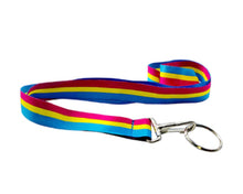 Load image into Gallery viewer, Bulk Pansexual Flag Colored Lanyards, LGBTQ Pride Badge Holders - The Awareness Company