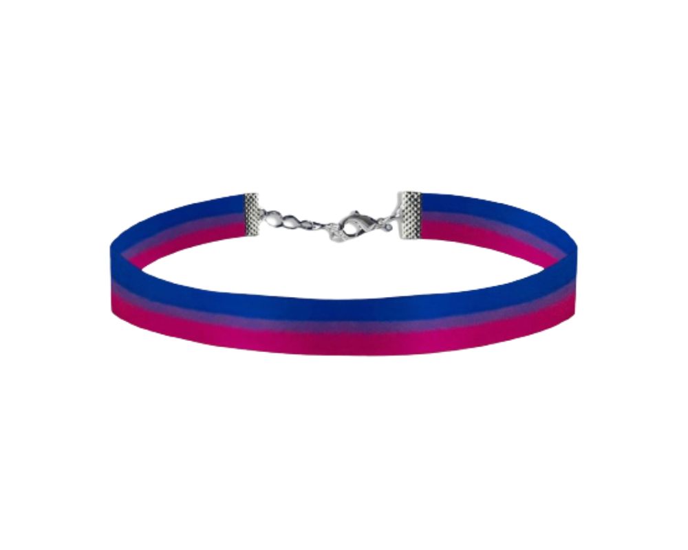 Bulk Bisexual Striped Chokers, Gay Pride Necklaces, Jewelry - The Awareness Company