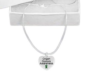 Organ Donors Heart Charm Ribbon Necklaces - The Awareness Company