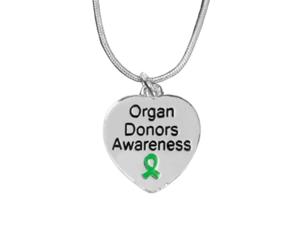 Bulk Heart Shaped Charm Organ Donors Necklaces - The Awareness Company