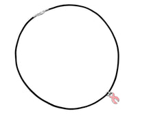 Load image into Gallery viewer, Large Pink Ribbon Leather Cord Necklaces - The Awareness Company