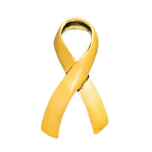 Load image into Gallery viewer, Large Gold Ribbon Pins Wholesale, Childhood Cancer Awareness Jewelry