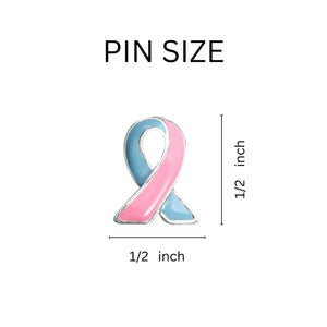 Bulk Pink & Blue Ribbon Lapel Pins, Infant Death, Miscarriage, SIDS - The Awareness Company