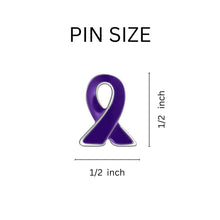 Load image into Gallery viewer, Bulk Small Purple Ribbon Lapel Pins Wholesale, Lupus, Crohns, Alzheimers - The Awareness Company