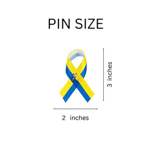 Satin Blue and Yellow Ribbon Pins Bulk - The Awareness Company