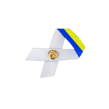 Load image into Gallery viewer, Satin Blue and Yellow Ribbon Pins Bulk - The Awareness Company