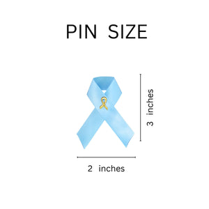 Bulk Satin Light Blue Awareness Ribbon Pins Bulk - The Awareness Company