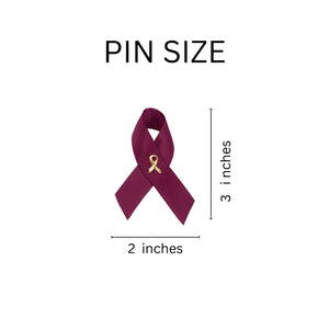 Bulk Satin Burgundy Ribbon Awareness Pins Bulk - The Awareness Company