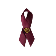 Load image into Gallery viewer, Bulk Satin Burgundy Ribbon Awareness Pins Bulk - The Awareness Company