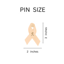 Load image into Gallery viewer, Bulk Peach Ribbon Awareness Satin Pins - The Awareness Company