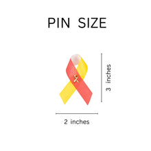 Load image into Gallery viewer, Satin Red and Yellow Awareness Ribbon Pins Bulk - The Awareness Company