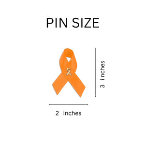 Satin Orange Ribbon Awareness Pins - The Awareness Company