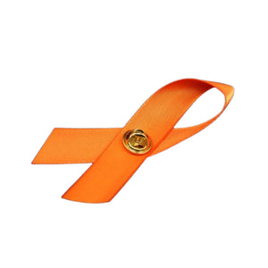 Satin Orange Ribbon Awareness Pins - The Awareness Company