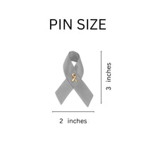 Load image into Gallery viewer, Gray Satin Ribbon Awareness Pins - The Awareness Company