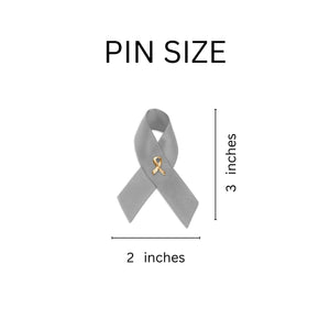 Gray Satin Ribbon Awareness Pins - The Awareness Company