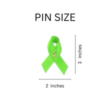 Load image into Gallery viewer, Satin Lime Green Awareness Ribbon Pins - The Awareness Company